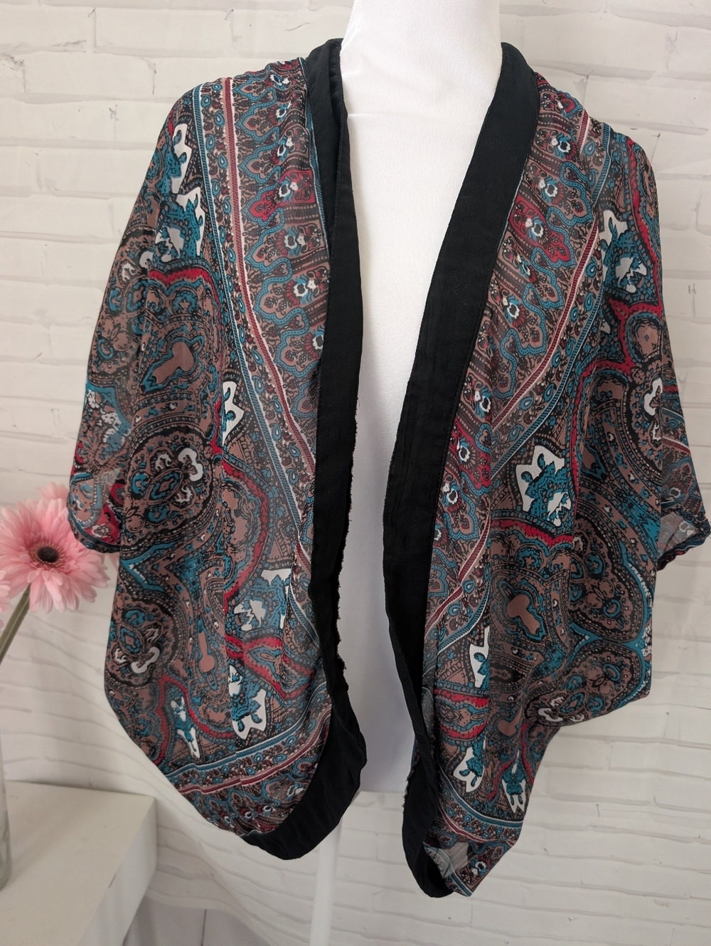 Angie Boho Paisley Open-Front Cover-up.